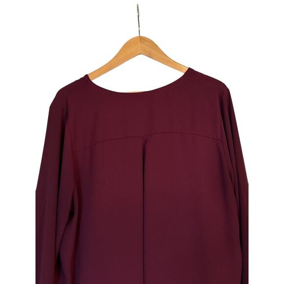 West Kei Women's Long Sleeve Surplice Soft Hi-Low Pullover Blouse Size XXL Red - Picture 6 of 8